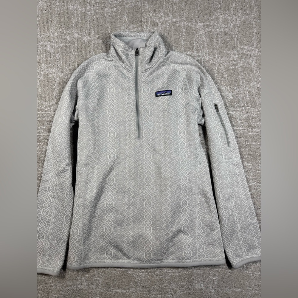 Patagonia Better Sweater 1/4 Zip Froze Jacquard Salt Gray Sweater Womens XS - Picture 1 of 6